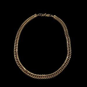 Gold Tone Choker Necklace Costume Jewelry Thick Shiny Chain 16"